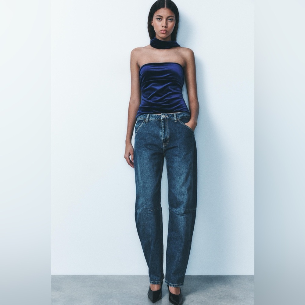 Zara mid rise balloon jeans 10
